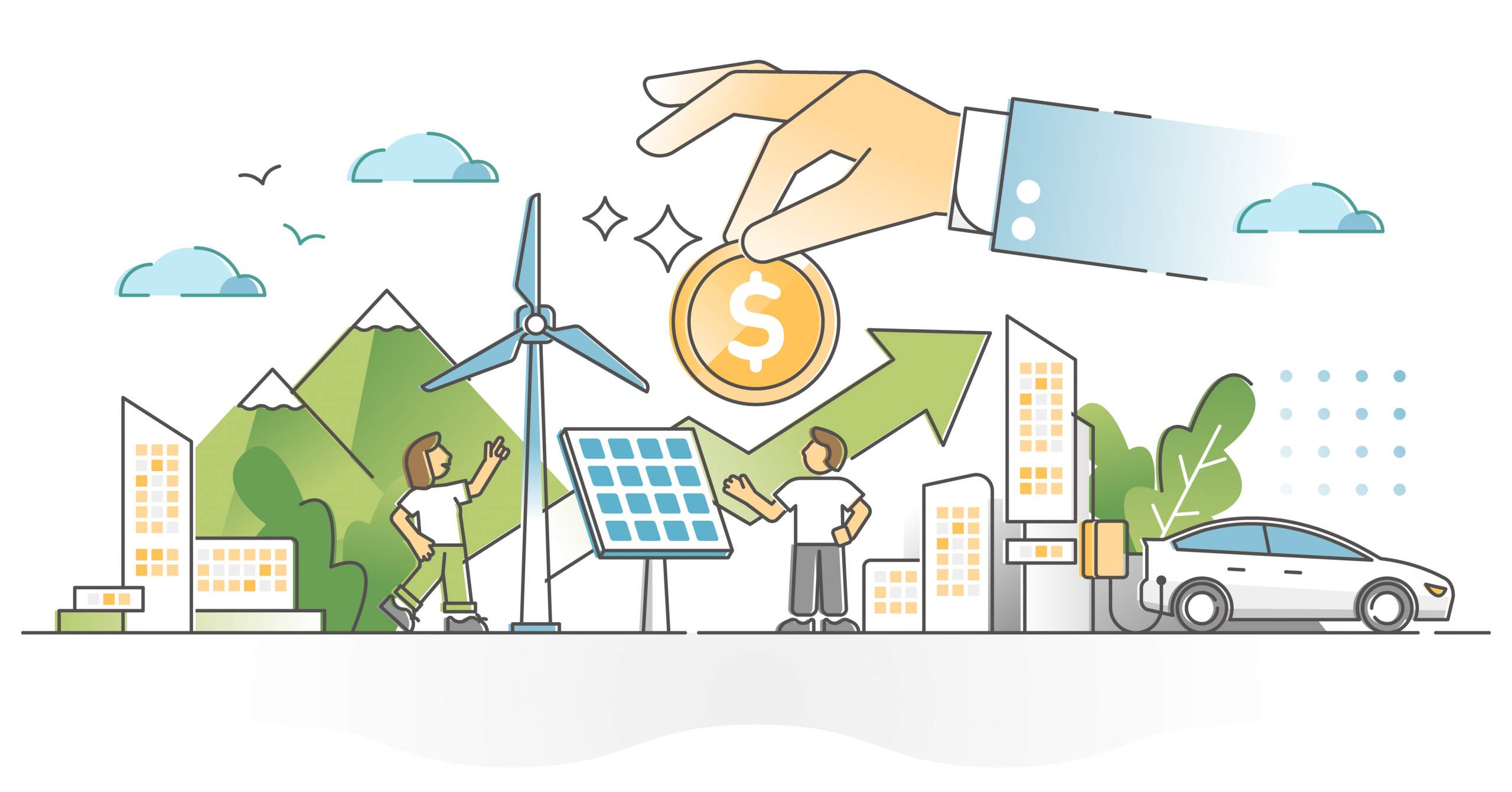 Renewable energy investment as natural future fund strategy outline concept