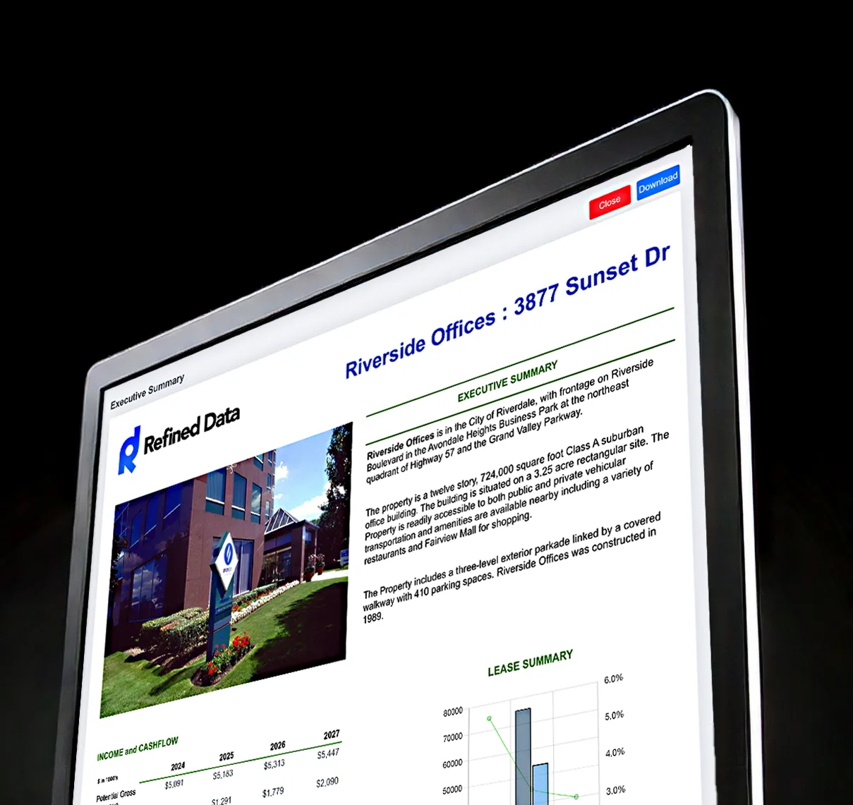 Sample asset report on a desktop display